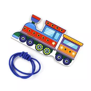 WoodLandToys Шнуровка цветная "Паровоз"