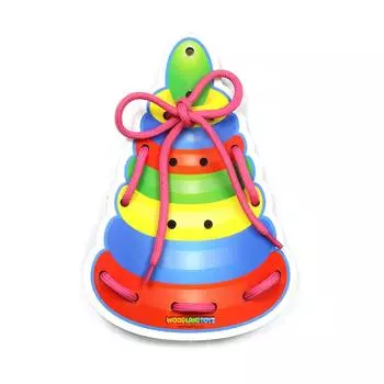 WoodlandToys Шнуровка цветная, "Пирамида"