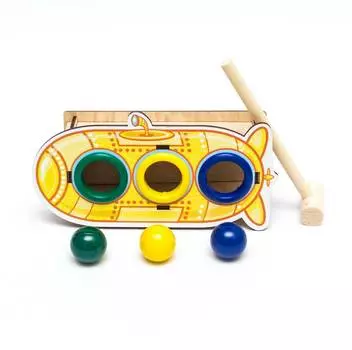 WoodLandToys Стучалка цветная "Субмарина", 3 отверстия