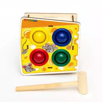 WoodlandToys Стучалка цветная "Сыр", 4 отверстия