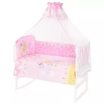 Золотой гусь Комплект в кроватку "Little Friend", 7 предметов, розовый