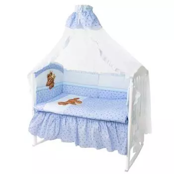 Золотой гусь Комплект в кроватку "Мишка Царь", 8 предметов, голубой