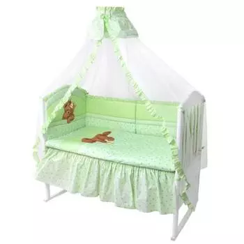 Золотой гусь Комплект в кроватку "Мишка-Царь", 8 предметов, зелёный