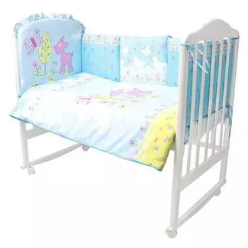 Золотой гусь Комплект в кроватку "Полянка", 13 предметов, голубой