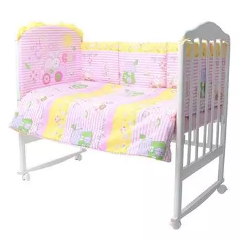 Золотой гусь Комплект в кроватку "Путешествие", 13 предметов, розовый