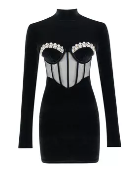 платье с отделкой стразами Amen