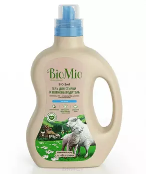 BioMio, Гель и пятновыводитель для стирки белья без запаха Bio-2-in-1, 1,5 л