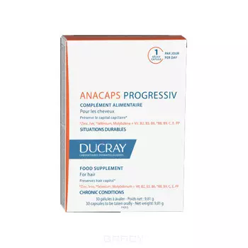 Ducray, Бад к пище д/волос и кожи головы Anacaps Progressiv, №30, 1 уп.