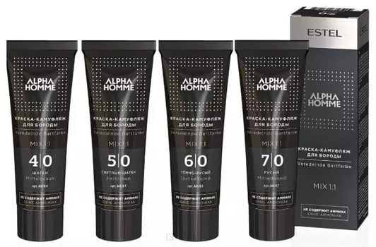 Estel, Alpha Homme Краска-камуфляж для бороды Эстель, 40 мл, 6/0, тёмно-русый, 40 мл