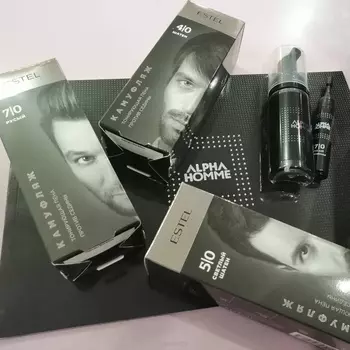 Estel, Набор для камуфляжа волос ALPHA HOMME (4 оттенка), набор (10 мл + 10 мл + перчатки), оттенок - 4/0