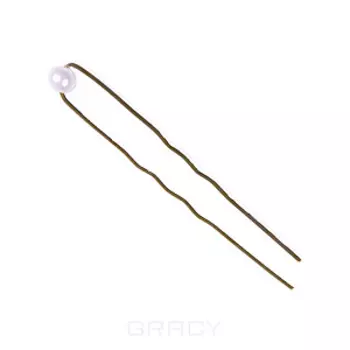 Eurostil, Шпильки 60 мм для причесок декоративные 12 шт/уп, 12 шт/уп, бронзовые белый жемчуг