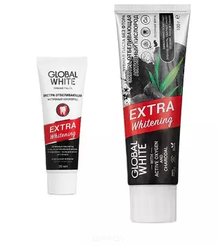 Global White, Зубная паста "Экстра отбеливающая Активный кислород" Extra whitening Active oxygen, 30 мл