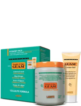 Guam, Набор (Маска антицеллюлитная с охлаждающим эффектом 1 кг + Гель-лифтинг укрепляющий 250 мл) Fanghi D'Alga, 1250 гр, 0461
