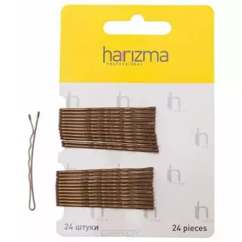 Harizma, Невидимки 50 мм волна 24 шт (4 цвета) h10534, 24 шт, Коричневый
