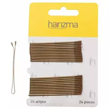 Harizma, Невидимки 60 мм прямые 24 шт (4 цвета) h10537, 1 шт, золото