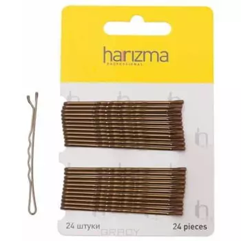 Harizma, Невидимки 60 мм волна 24 шт (4 цвета) h10536, 24 шт, Коричневый