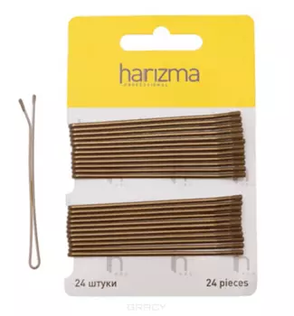 Harizma, Невидимки 70 мм прямые 24 шт (2 цвета) h10539, 24 шт, Черный