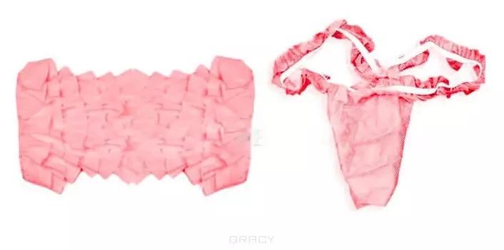 Igrobeauty, Комплект – бюстье + трусики с рюшей, Красный, 1 шт