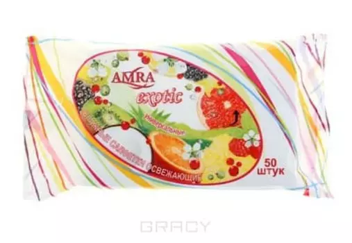 Igrobeauty, Влажные освежающие салфетки "Amra" Exotic, 50 шт