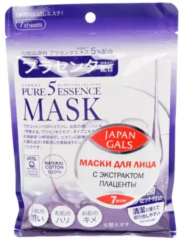 Japan Gals, Маска с плацентой Pure5 Essential Mask, 7 шт