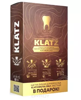 Klatz, Набор Зубная паста для мужчин Терпкий коньяк 75мл+Убойный виски 75мл+Бунтарский ром 75мл + зубная щетка для взрослых, жесткая, 3*75 мл + зубная щетка