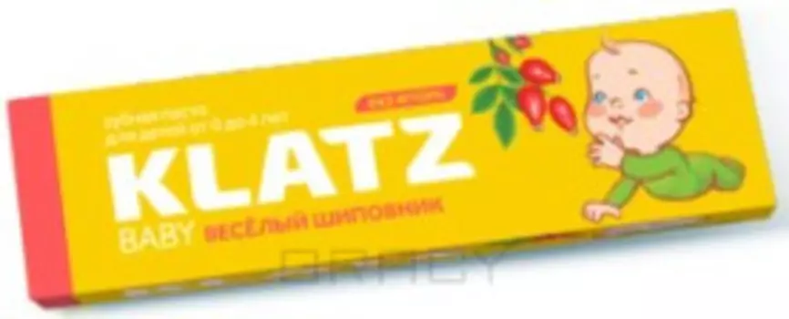 Klatz, Зубная паста от 0 до 4 лет Веселый шиповник без фтора Baby, 40 мл