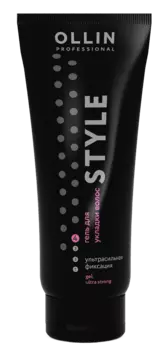 OLLIN, Гель для укладки волос ультрасильной фиксации Gel Ultra Strong (черный), 200 мл
