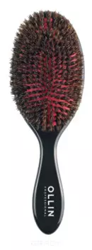 OLLIN, Щетка массажная Elegant 15 рядов, натуральная щетина, большая, 1 шт