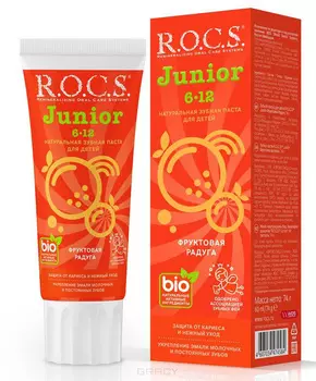 ROCS, Зубная паста Фруктовая радуга, 74 гр