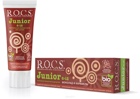 ROCS, Зубная паста Junior Шоколад и карамель, 74 гр