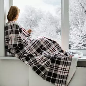 Плед iv36596 белый-графит (флис) 180х200