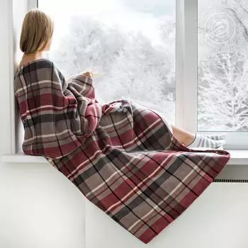 Плед iv36597 серый-красный (флис) 150х200