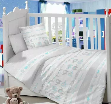 Постельное белье iv13246 серое (сатин) Ясельный