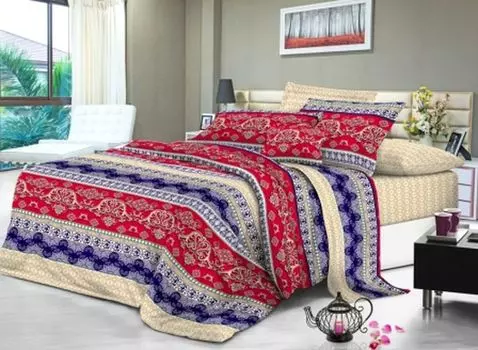 Постельное белье iv17520 (сатин) 2 спальный с Евро простынёй