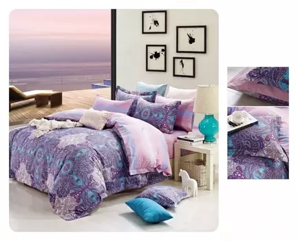 Постельное белье iv42581 (сатин) 2 спальный с Евро простынёй