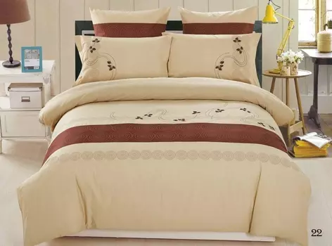 Постельное белье iv43056 с вышивкой (сатин) 2 спальный с Евро простынёй