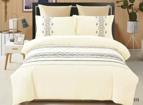 Постельное белье iv43067 с вышивкой (сатин) 2 спальный с Евро простынёй