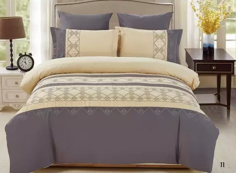 Постельное белье iv43073 с вышивкой (сатин) 2 спальный с Евро простынёй