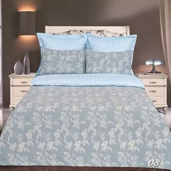 Постельное белье iv45040 голубой (сатин-жаккард) Евро-1