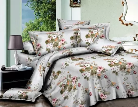 Постельное белье iv63720 (полисатин) 2 спальный с Евро простыней (простыня на резинке)