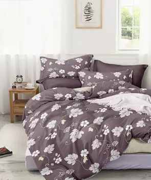 Постельное белье iv64090 (сатин) 2 спальный с Евро простынёй