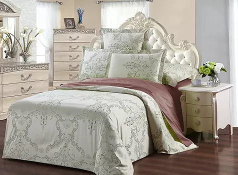 Постельное белье iv66011 (сатин-жаккард) 2 спальный с Евро простынёй