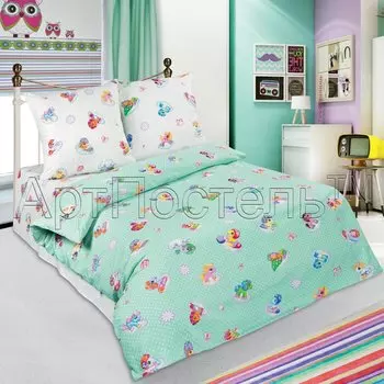 Постельное белье iv7399 зеленый (поплин) Ясельный