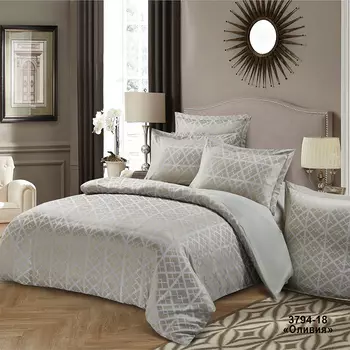 Постельное белье iv74692 (сатин-жаккард) 2 спальный с Евро простынёй