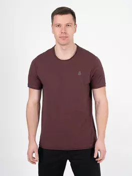 Мужская футболка «Великоросс» бордового цвета - круглый ворот