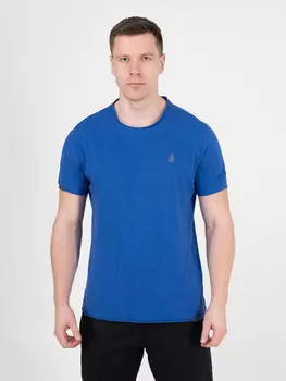 Мужская футболка «Великоросс» синего цвета круглый ворот