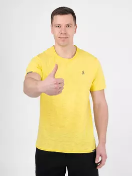 Мужская футболка «Великоросс» желтого цвета круглый ворот