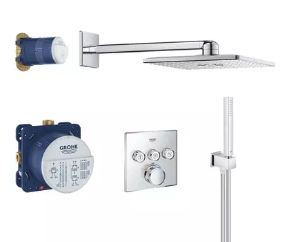Душевая система GROHE Grohtherm SmartControl Perfect с душевым гарнитуром и верхним душем Rainshower SmartActive Cube 310, хром (34706000)