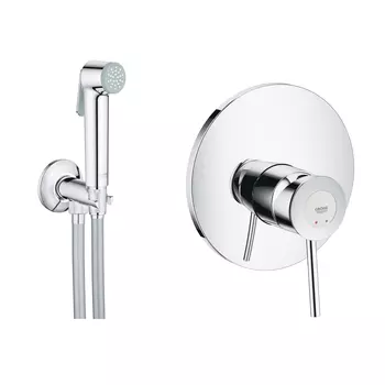 Готовый комплект для гигиенического душа GROHE BauClassic: встраиваемый смеситель, гигиенический набор, хром (124902)