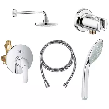 Комплект для душа GROHE Eurosmart с душевым гарнитуром и верхним душем Euphoria Cosmopolitan 180, хром (124440)